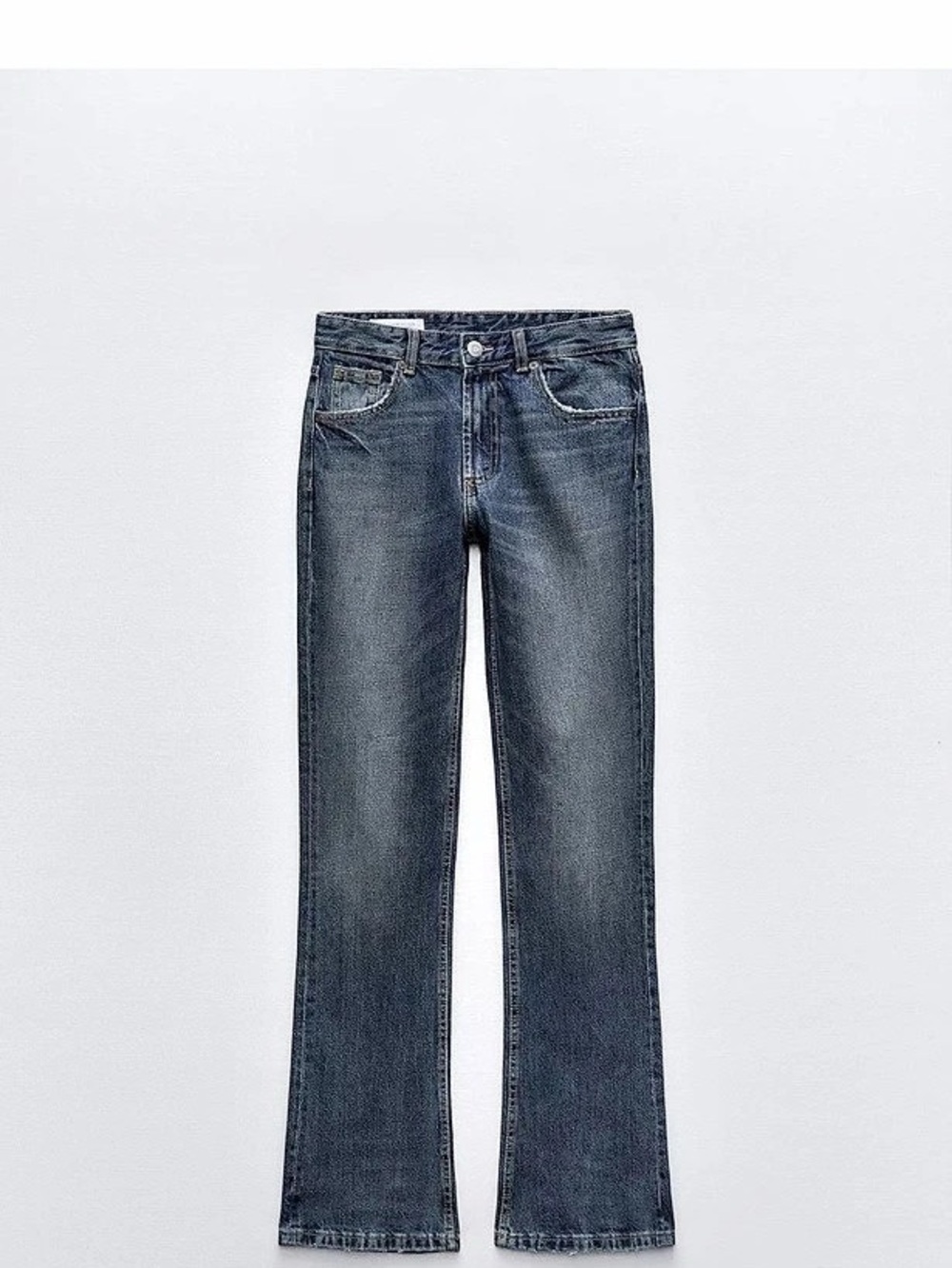 Zara Mid-Rise TRF Bootcut Jeans in Blue
